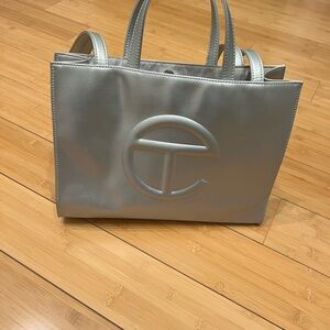 Telfar Metallic Silver Tote Bag